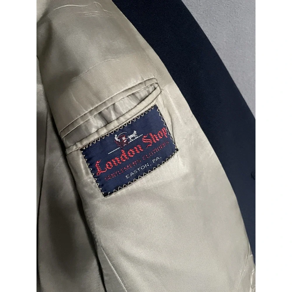 Chaps Ralph Lauren Vtg Wool Blazer 40R‎ Black Gold Button Jacket London Shop
